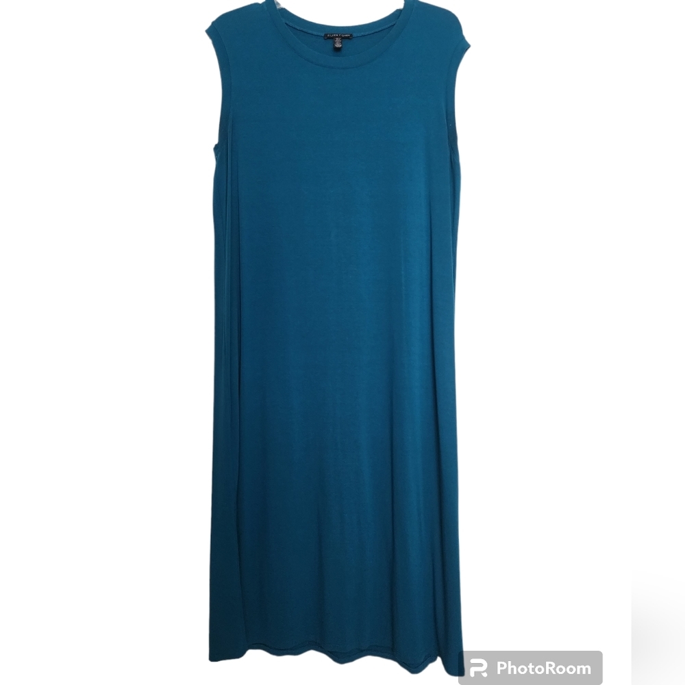 EILEEN Fisher Blue Sleeveless Scoop Neck Maxi dress SZ Medium